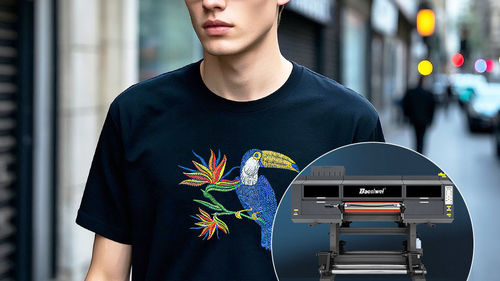 UV printing solution for embroidery effect